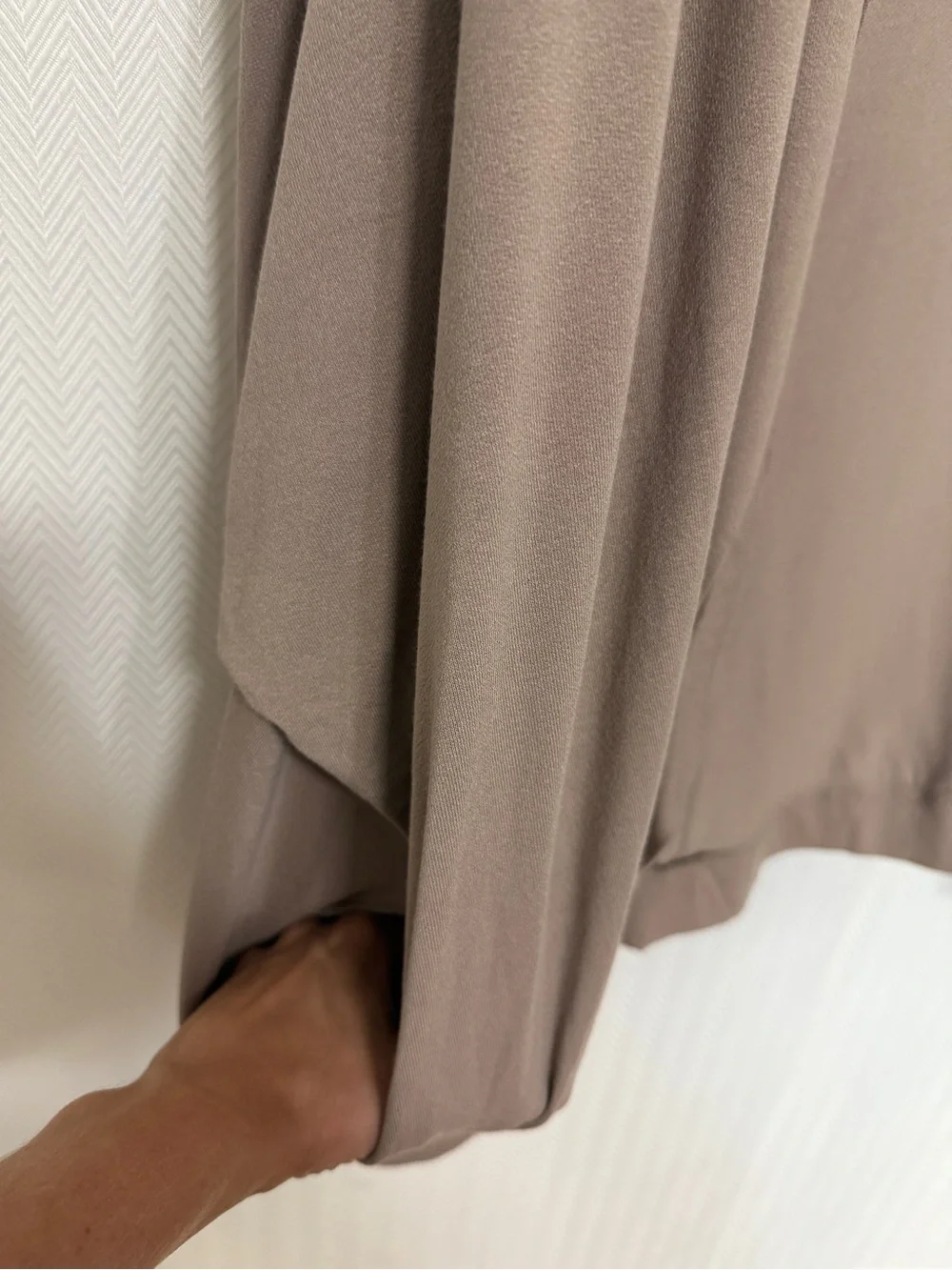Zenana Dolman Sleeve Open-Front Pocketed Cardigan in Taupe Size 3X